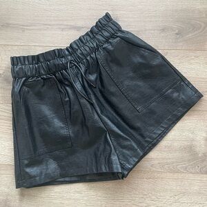 Black Faux Leather High-Waist Women’s Shorts